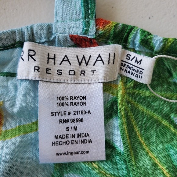 NWT RR Hawaii Resort Swimsuit Cover-Up Womens S/M Green White Cherry Print - Picture 3 of 12